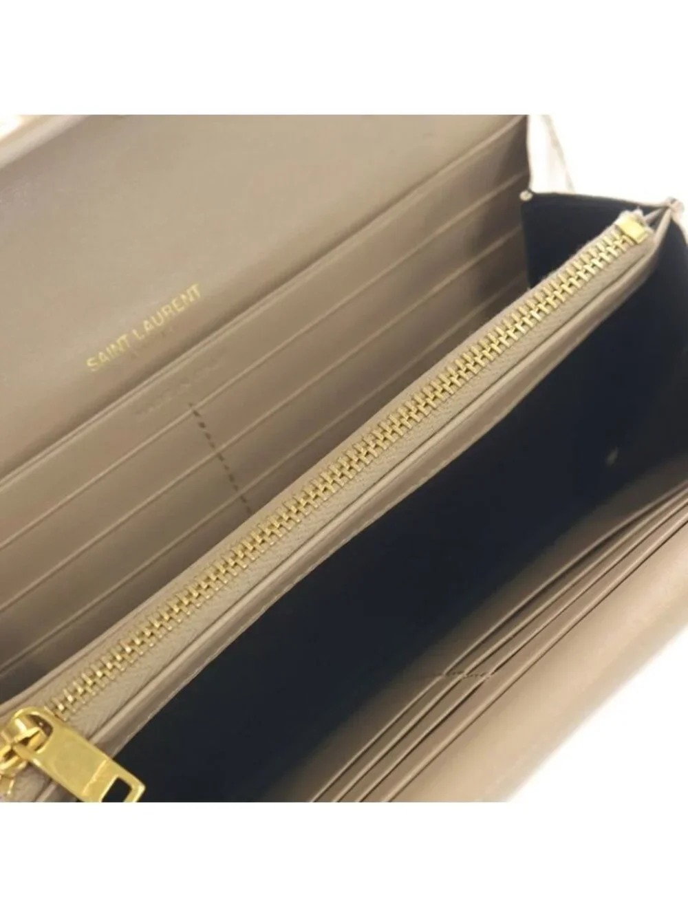 Saint Laurent Paris Cassandra Bifold Wallet Beige Leather - Picture 4 of 6